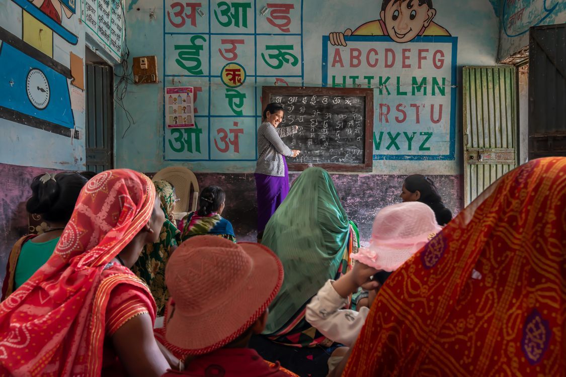 Women attending a learning session in a classroom